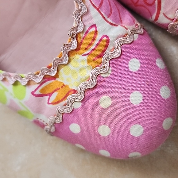 Lilly Pulitzer Pink and Green Ballet Flats Size 8 - Picture 6 of 10